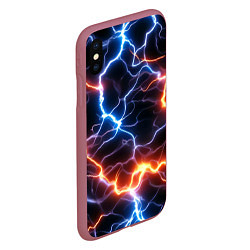 Чехол iPhone XS Max матовый Красно-синие молнии, цвет: 3D-малиновый — фото 2