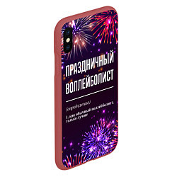 Чехол iPhone XS Max матовый Праздничный воллейболист: фейерверк, цвет: 3D-красный — фото 2