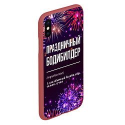 Чехол iPhone XS Max матовый Праздничный бодибилдер: фейерверк, цвет: 3D-красный — фото 2