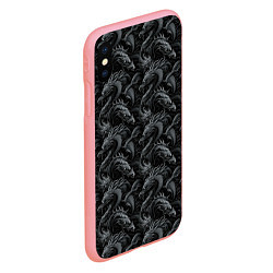 Чехол iPhone XS Max матовый Черные драконы паттерн, цвет: 3D-баблгам — фото 2