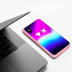 Чехол iPhone XS Max матовый Love death robots neon gradient serial, цвет: 3D-баблгам — фото 2