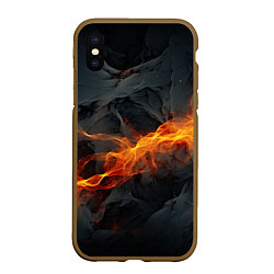 Чехол iPhone XS Max матовый Оранжевая световая абстракция на черном, цвет: 3D-коричневый