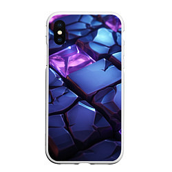 Чехол iPhone XS Max матовый Фиолетовые неоновые плиты, цвет: 3D-белый