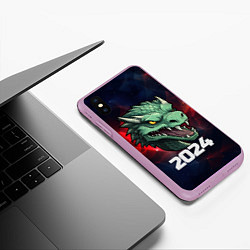 Чехол iPhone XS Max матовый Злой дракон 2024, цвет: 3D-сиреневый — фото 2