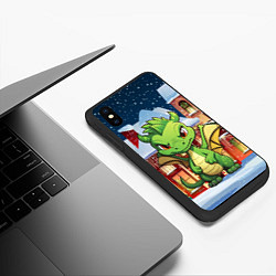 Чехол iPhone XS Max матовый Дракон новогодняя ночь, цвет: 3D-черный — фото 2