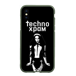 Чехол iPhone XS Max матовый Techno храм дерзкая монашка, цвет: 3D-темно-зеленый