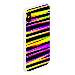 Чехол iPhone XS Max матовый Цветные неоновые полосы, цвет: 3D-белый — фото 2