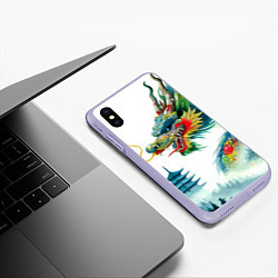 Чехол iPhone XS Max матовый Japanese watercolor dragon - art, цвет: 3D-светло-сиреневый — фото 2