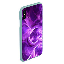 Чехол iPhone XS Max матовый Фиолетовая фрактальная абстракция, цвет: 3D-мятный — фото 2