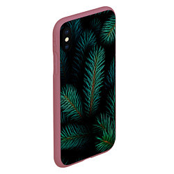 Чехол iPhone XS Max матовый Хвоя - паттерн, цвет: 3D-малиновый — фото 2