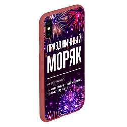 Чехол iPhone XS Max матовый Праздничный моряк: фейерверк, цвет: 3D-красный — фото 2