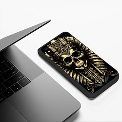 Чехол iPhone XS Max матовый Золотой череп Египетского фараона, цвет: 3D-черный — фото 2