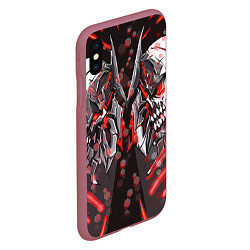 Чехол iPhone XS Max матовый Два красных черепа, цвет: 3D-малиновый — фото 2