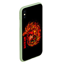 Чехол iPhone XS Max матовый Танджиро в огне, цвет: 3D-салатовый — фото 2
