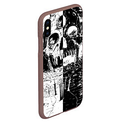 Чехол iPhone XS Max матовый Череп - Черный клевер, цвет: 3D-коричневый — фото 2