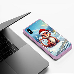 Чехол iPhone XS Max матовый Милый маленький новогодний дракон 2024 года, цвет: 3D-сиреневый — фото 2