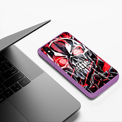 Чехол iPhone XS Max матовый Красный адский череп, цвет: 3D-фиолетовый — фото 2