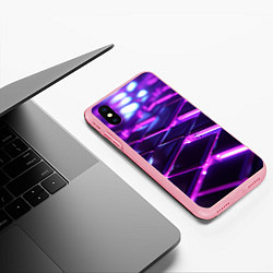 Чехол iPhone XS Max матовый Фиолетовая неоновая плитка, цвет: 3D-баблгам — фото 2
