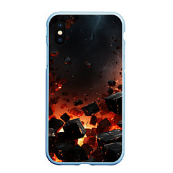 Чехол iPhone XS Max матовый Взрыв плит и огонь, цвет: 3D-голубой