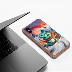 Чехол iPhone XS Max матовый Малыш милый дракон символ 2024 года, цвет: 3D-коричневый — фото 2