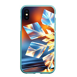 Чехол iPhone XS Max матовый Реалистичная снежинка на теплом фоне, цвет: 3D-мятный