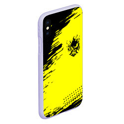 Чехол iPhone XS Max матовый Cyberpunk 2077 краски на чёрном, цвет: 3D-светло-сиреневый — фото 2