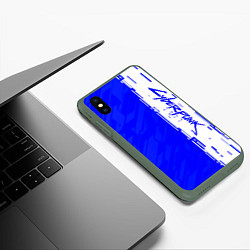 Чехол iPhone XS Max матовый Cyberpunk 2077 blue найтсити, цвет: 3D-темно-зеленый — фото 2