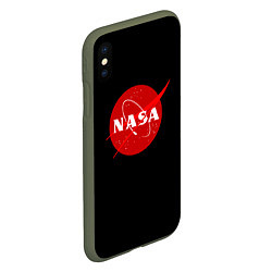 Чехол iPhone XS Max матовый NASA redlogo space usa, цвет: 3D-темно-зеленый — фото 2