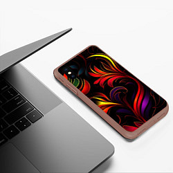 Чехол iPhone XS Max матовый Паттерн русские узоры, цвет: 3D-коричневый — фото 2