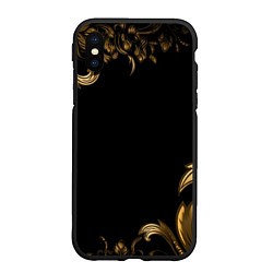Чехол iPhone XS Max матовый Объемные узоры на черной ткани лепнина, цвет: 3D-черный