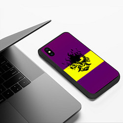 Чехол iPhone XS Max матовый Cyberpunk 2077 stripes, цвет: 3D-черный — фото 2