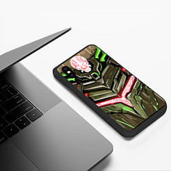 Чехол iPhone XS Max матовый Броня зелёная и красная, цвет: 3D-черный — фото 2