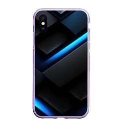 Чехол iPhone XS Max матовый Синее неоновое свечение, цвет: 3D-светло-сиреневый