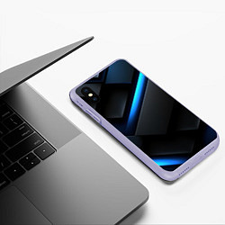 Чехол iPhone XS Max матовый Синее неоновое свечение, цвет: 3D-светло-сиреневый — фото 2