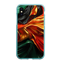 Чехол iPhone XS Max матовый Оранжевая и зеленый абстракция, цвет: 3D-мятный