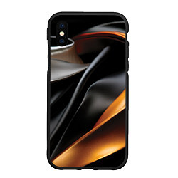 Чехол iPhone XS Max матовый Черная и оранжевая материя, цвет: 3D-черный