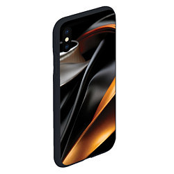 Чехол iPhone XS Max матовый Черная и оранжевая материя, цвет: 3D-черный — фото 2