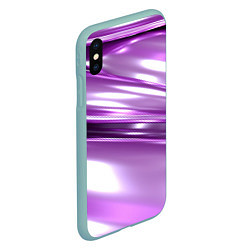 Чехол iPhone XS Max матовый Нежные фиолетовые полосы абстракта, цвет: 3D-мятный — фото 2