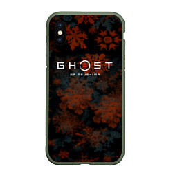 Чехол iPhone XS Max матовый Ghost of Tsushima winter game, цвет: 3D-темно-зеленый