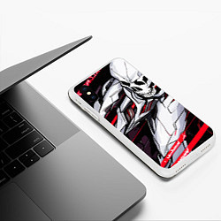 Чехол iPhone XS Max матовый Череп и стальные кости, цвет: 3D-белый — фото 2