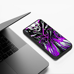 Чехол iPhone XS Max матовый Череп и фиолетовые полосы, цвет: 3D-черный — фото 2