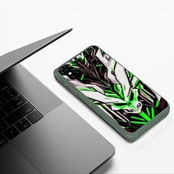 Чехол iPhone XS Max матовый Зелёный адский череп, цвет: 3D-темно-зеленый — фото 2