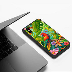 Чехол iPhone XS Max матовый Попугаи - экзотические птицы, цвет: 3D-черный — фото 2