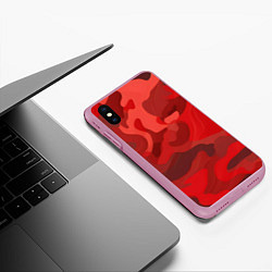 Чехол iPhone XS Max матовый Красный камуфляж крупный, цвет: 3D-розовый — фото 2