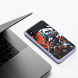 Чехол iPhone XS Max матовый Викинг в доспехах, цвет: 3D-светло-сиреневый — фото 2