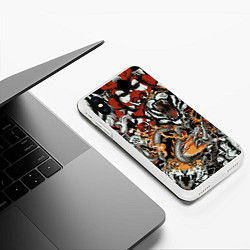 Чехол iPhone XS Max матовый Самурай дракон и тигр, цвет: 3D-белый — фото 2