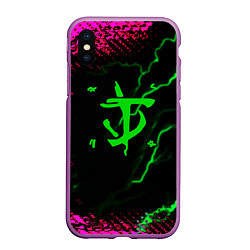 Чехол iPhone XS Max матовый Doom знак шторм молнии, цвет: 3D-фиолетовый
