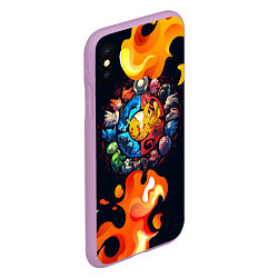 Чехол iPhone XS Max матовый Символы покемона, цвет: 3D-сиреневый — фото 2