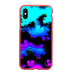 Чехол iPhone XS Max матовый Marshmello neon space, цвет: 3D-красный