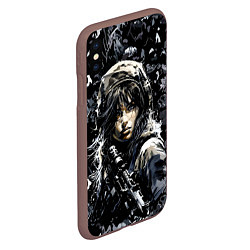 Чехол iPhone XS Max матовый Брюнетка снайпер в камуфляже, цвет: 3D-коричневый — фото 2
